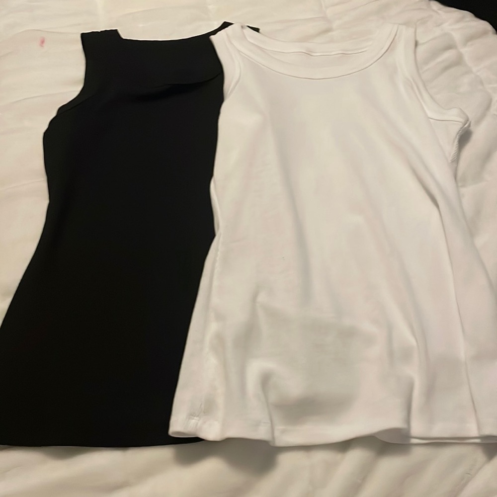 bundle of tanks! white and black! bundle: $15, separate $6